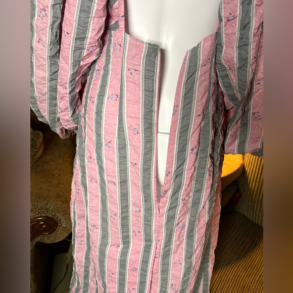 Ganni Pink and Gray Striped Long Sleeve Dress - Picture 9 of 9